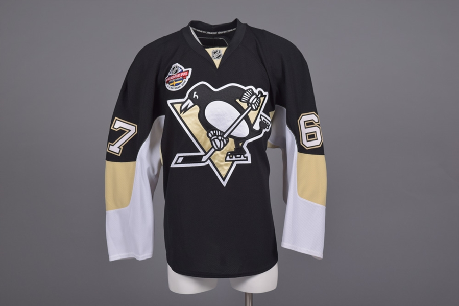 Paul Bissonnettes 2008-09 Pittsburgh Penguins "NHL Premiere Stockholm" Game-Worn Rookie Season Jersey