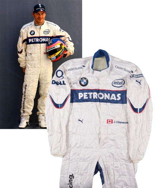 Jacques Villeneuves 2006 BMW Sauber F1 Team Signed Race-Worn Suit with His Signed LOA