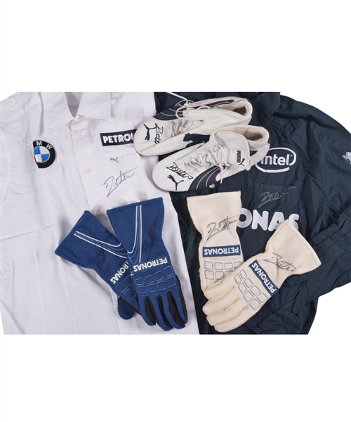 Jacques Villeneuves 2006 BMW Sauber F1 Team Race-Worn/Team-Issued Item Collection of 8 with His Signed LOA - Many Signed Items!