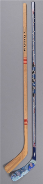 Pierre Larouches 1978-79 Stanley Cup Champions Team-Signed Game-Issued Stick Plus Lafleur Signed Career Stick