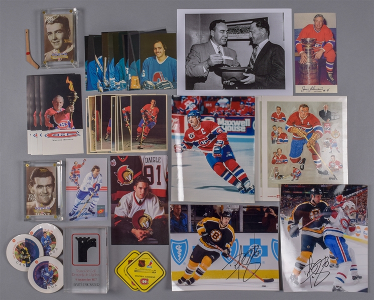 Big Montreal Canadiens Memorabilia Collection with Postcards, Nodders, Scrapbooks, Signed Sticks and More!
