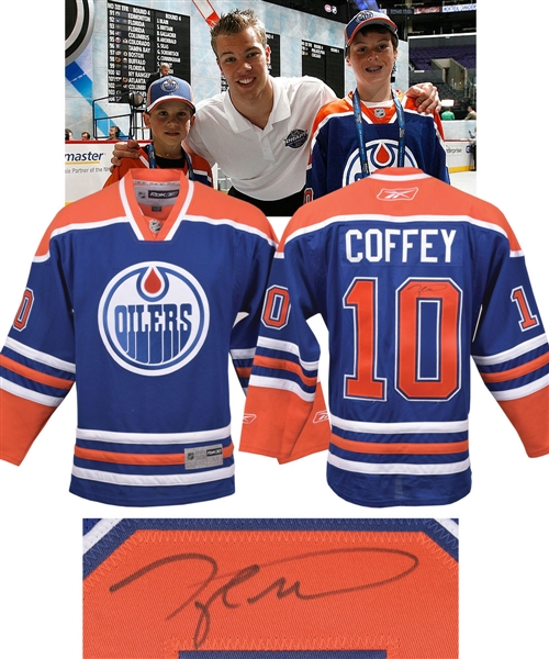 Edmonton Oilers Jersey Signed by Taylor Hall at the 2010 NHL Entry Draft with Paul Coffeys Signed LOA 