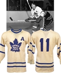 Tod Sloans Circa 1955-56 Toronto Maple Leafs Game-Worn Alternate Captains Wool Jersey with Family LOA - Team Repairs!