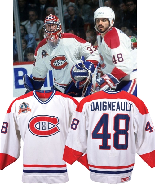J.J. Daigneaults 1992-93 Montreal Canadiens Stanley Cup Finals Game-Worn Jersey with His Signed LOA - Stanley Cup Finals Patch! - Photo-Matched!
