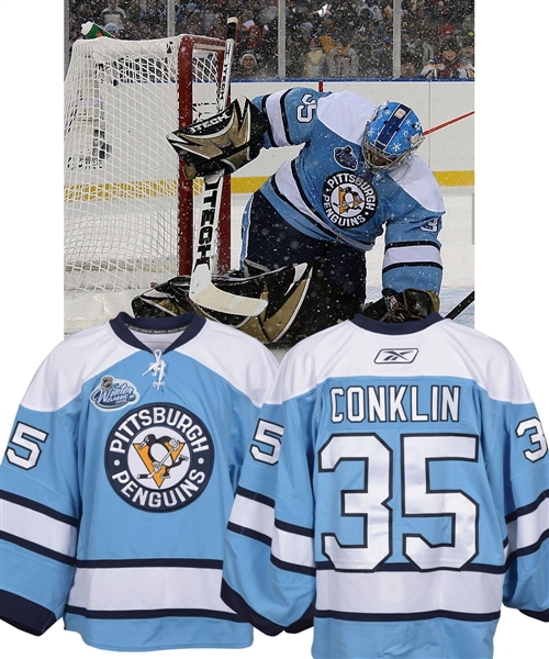 Ty Conklins 2008 NHL Winter Classic Pittsburgh Penguins Game-Worn Jersey with Team LOA