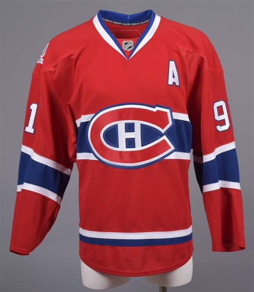 Scott Gomezs 2009-10 Montreal Canadiens Game-Issued Centennial Game Alternate Captains Jersey with Team LOA - Centennial Patch! 