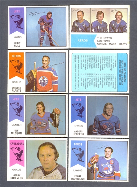 1974-75, 1976-77 and 1977-78 O-Pee-Chee Hockey WHA Complete Sets (3)