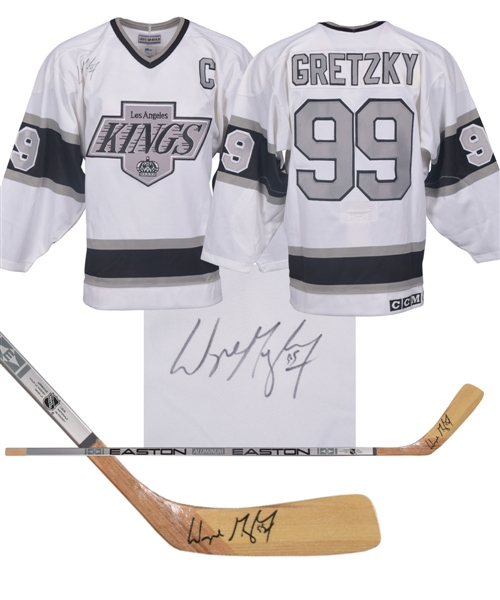 Wayne Gretzky Signed Los Angeles Kings Jersey and Easton Aluminum Stick with JSA LOAs