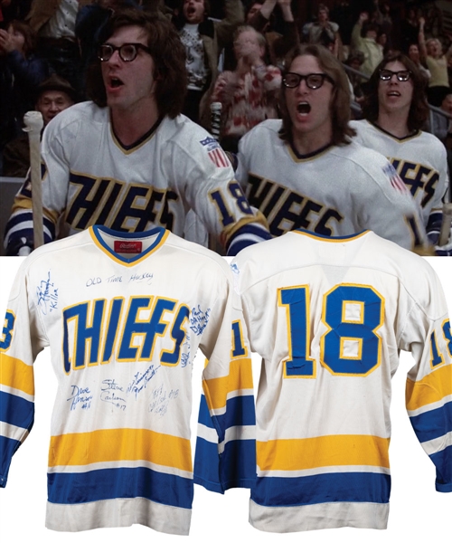 Jeff Hanson (Jeff Carlson) 1977 Slap Shot Charlestown Chiefs Multi-Signed Film-Worn Jersey