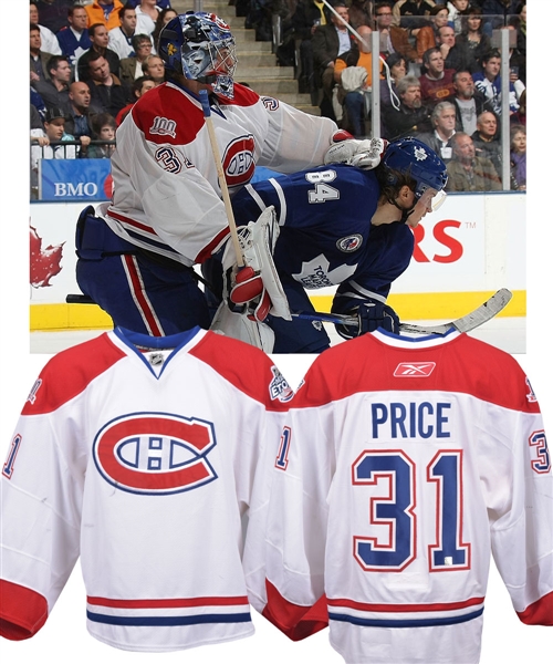 Carey Prices 2008-09 Montreal Canadiens Game-Worn Jersey with Team LOA - Centennial and All-Star Game Patches! - Photo-Matched!