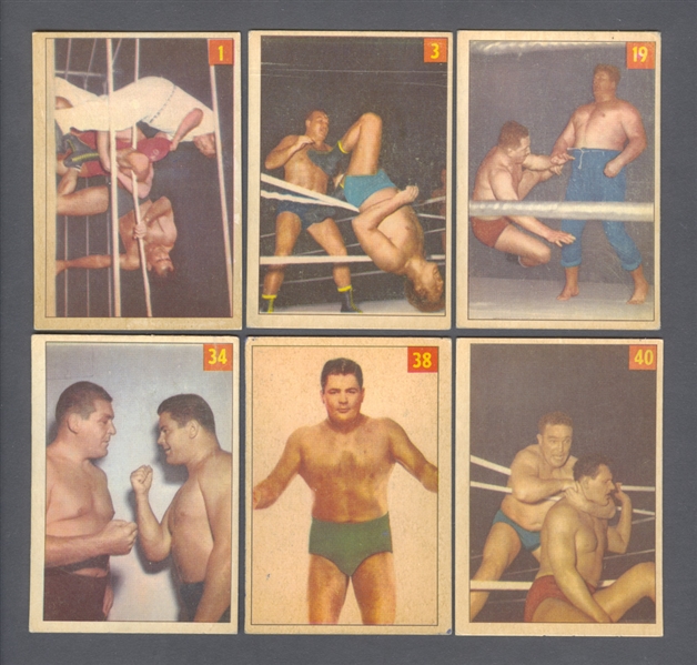 1954-55 Parkhurst Wrestling Complete 75-Card Set