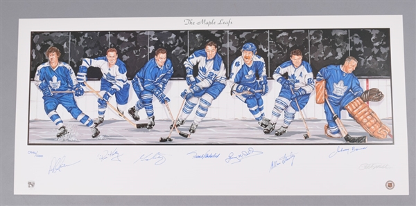 Toronto Maple Leafs Limited-Edition Lithograph Autographed by 7 HOFers with LOA (18" x 39")