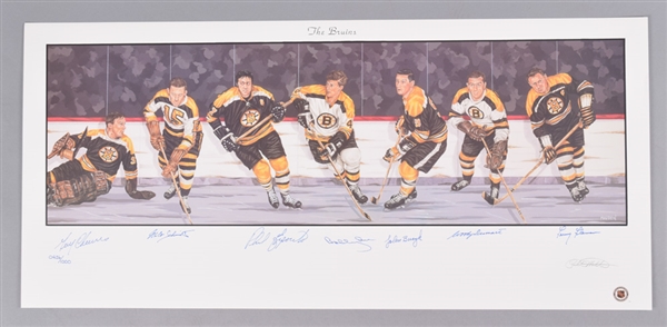 Boston Bruins Limited-Edition Lithograph Autographed by 7 HOFers with LOA (18" x 39")