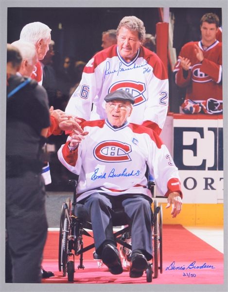 Emile "Butch" Bouchard #3 Jersey Retirement Ceremony Dual-Signed Limited-Edition Photo #21/50 with LOA (11” x 14”)