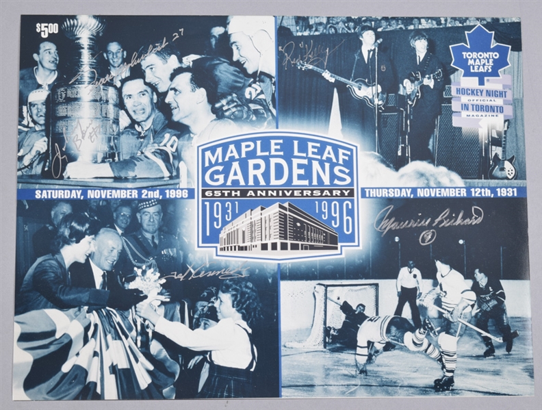 Maple Leaf Gardens 65th Anniversary Multi-Signed Photo with Mahovlich, Kennedy and Rocket Richard with LOA (11" x 14")