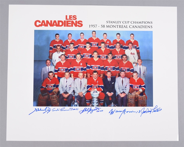 Montreal Canadiens 1957-58, 1958-59 and 1959-60 Stanley Cup Champions Multi-Signed Team Photos with LOA (16" x 20")