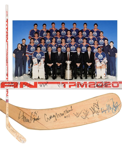 Edmonton Oilers 1987-88 Stanley Cup Champions Team-Signed Stick by 21 Including Gretzky, Messier and Kurri with JSA LOA