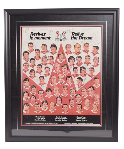 1987 Canada-Russia “Relive the Dream” 72 Series Team Canada and Team Russia Framed Poster Signed by 45+ (29” x 33 ½”) 
