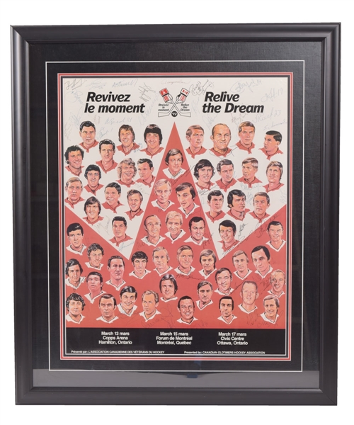 1987 Canada-Russia “Relive the Dream” 72 Series Team Canada and Team Russia Framed Poster Signed by 45+ (29” x 33 ½”) 