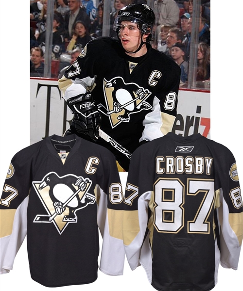 Sidney Crosbys 2007-08 Pittsburgh Penguins Game-Worn Captains Jersey with LOA - 250th Patch! - Photo-Matched!