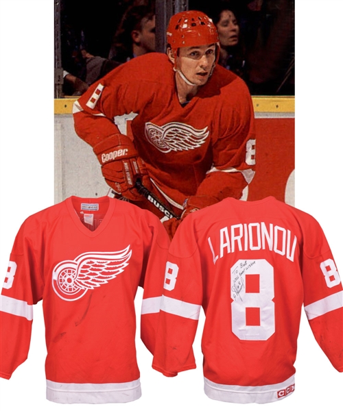 Igor Larionovs 1995-96 Detroit Red Wings Signed Game-Worn Playoffs Jersey