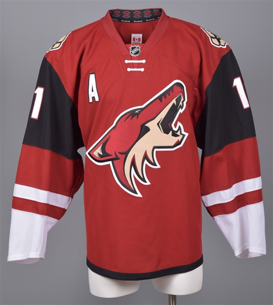 Martin Hanzals 2013-14 and 2015-16 Phoenix/Arizona Coyotes Game-Worn Alternate Captains Jerseys with Team LOAs