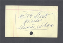 Deceased HOFer Eddie Shore Signed Index Card with LOA