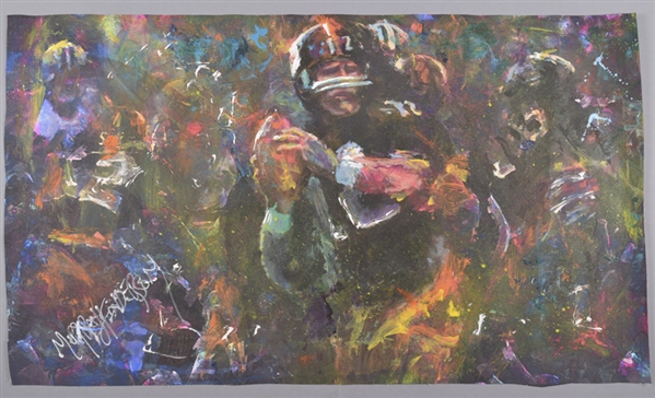 Terry Bradshaw Pittsburgh Steelers “In the Pocket” Original Painting on Canvas by Renowned Artist Murray Henderson (23” x 39”) 