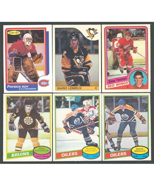 1980-81 to 1986-87 O-Pee-Chee Hockey Complete Set Collection of 6 - Ray Bourque, Steve Yzerman, Mario Lemieux and Patrick Roy Rookie Cards!