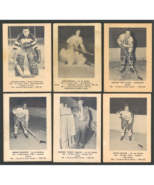 1951-52 Laval Dairy QSHL Hockey Complete 109-Card Set Featuring Beliveau and Plante