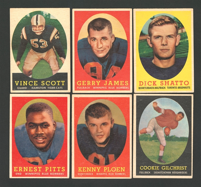 1958 Topps CFL Football Starter Set (64/88) and 1959 Topps CFL Starter Set (68/88)