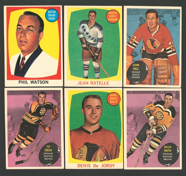 1961-62 Topps Hockey Card Starter Set (37/66) Including #60 HOFer Jean Ratelle RC and RCs of DeJordy, Fleming, Stapleton, Smith and Green