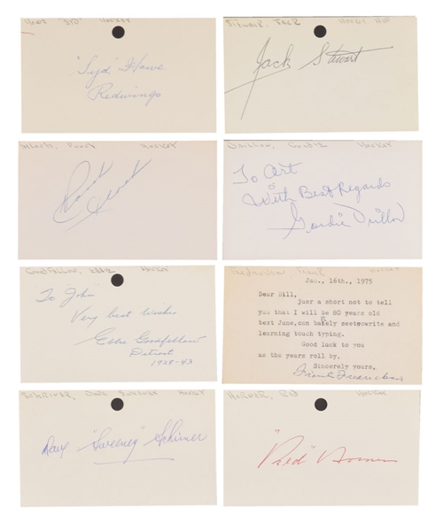 Hockey Signed Index Card Collection of 750+ Including 77 HOFers (37 Deceased)