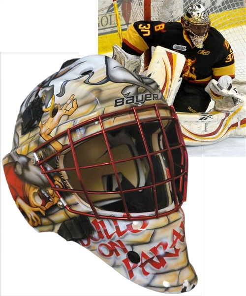 Malcolm Subbans 2010-11 OHL Belleville Bulls Game-Worn Goalie Mask - Photo-Matched!