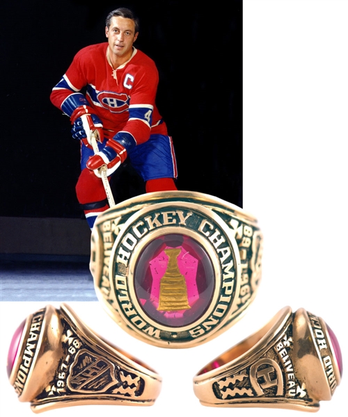 Jean Beliveaus 1967-68 Montreal Canadiens Stanley Cup Championship 14K Gold Ring with His Signed LOA