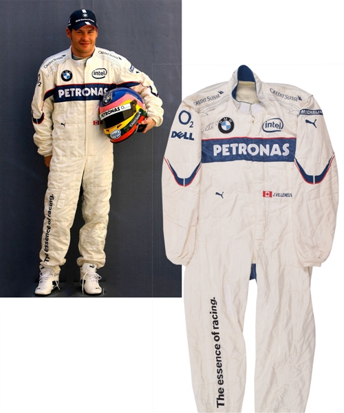 Jacques Villeneuves 2006 BMW Sauber F1 Team Signed Race-Worn Suit with His Signed LOA