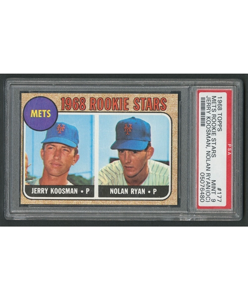 1968 Topps Baseball Card #177 Nolan Ryan RC - Graded PSA 9 (OC)