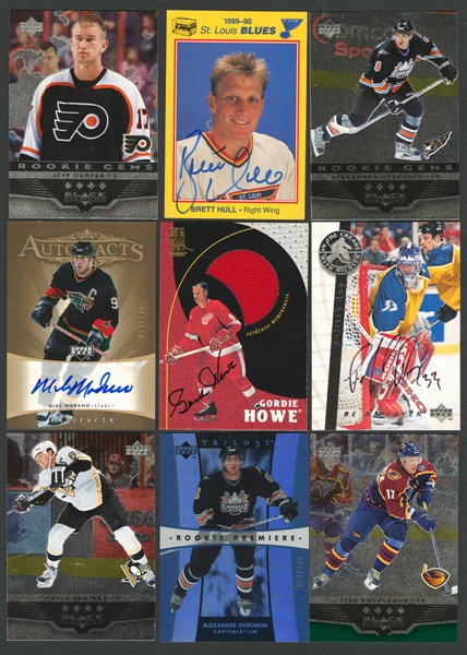 Modern Hockey Card Collection of 80+ Including Ovechkin 2005-06 Upper Deck Black Diamond & Trilogy RCs, 1998-99 BAP Gordie Howe Signed Jersey Card and More!