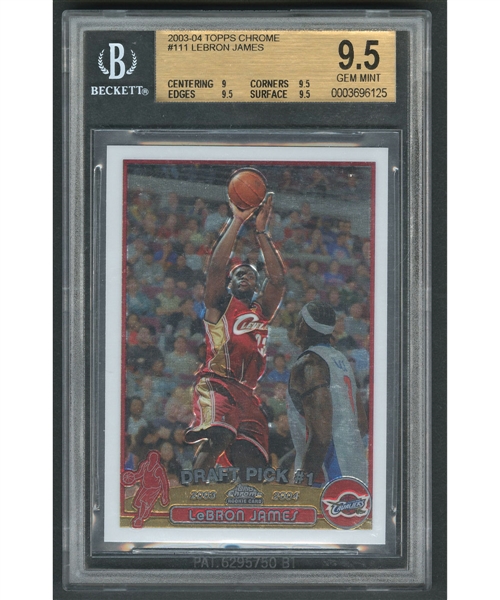 2003-04 Topps Chrome Basketball Card #111 LeBron James RC - Beckett-Graded Gem Mint 9.5