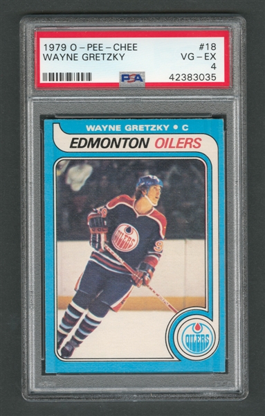 1979-80 O-Pee-Chee Hockey #18 HOFer Wayne Gretzky Rookie Card - Graded PSA 4