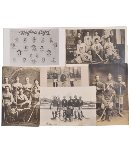 Vintage 1900s-1950s Hockey Team Postcard Collection of 64 - Most are Real Photo Postcards Depicting North American Teams
