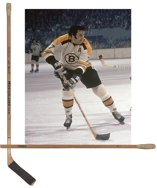 Phil Espositos 1971-72 Boston Bruins Signed Northland Game-Used Stick with "300th Goal" Annotation 