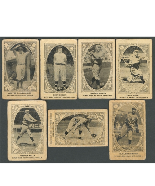 1922 Neilsons Chocolate Type II V-61 Baseball Card Collection of 37 Including HOFers Alexander, Goslin, Wheat, Sisler, Frisch, Grimes and Kelly