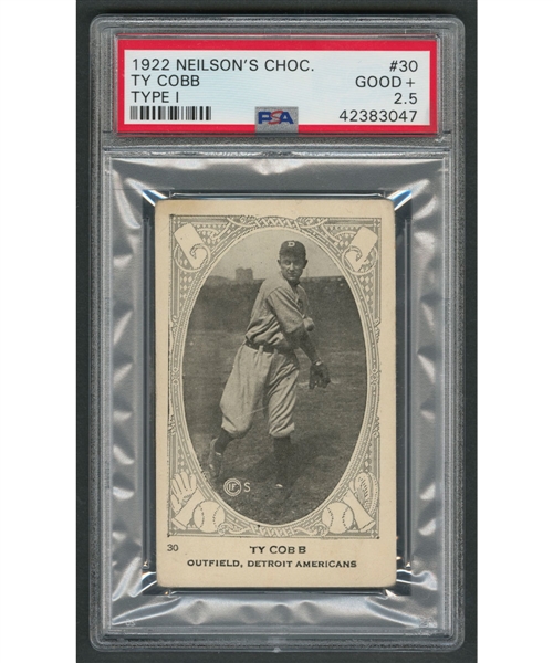 1922 Neilsons Chocolate Type 1 V-61 Baseball Card #30 HOFer Ty Cobb - Graded PSA 2.5