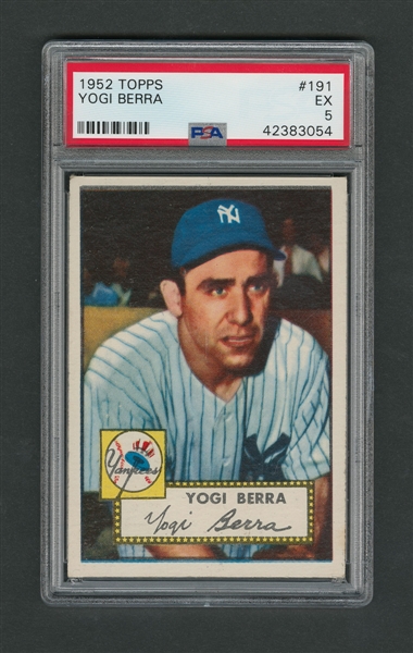 1952 Topps Baseball Card #191 HOFer Yogi Berra - Graded PSA 5