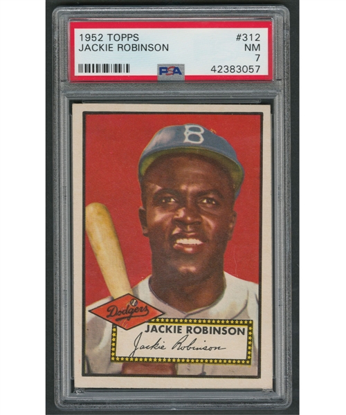 1952 Topps Baseball Card #312 HOFer Jackie Robinson -  Graded PSA 7