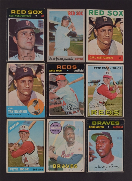 1969 Topps Baseball Card Collection of 380 Plus 1961-71 Aaron, Rose and Yastrzemski Cards (9)