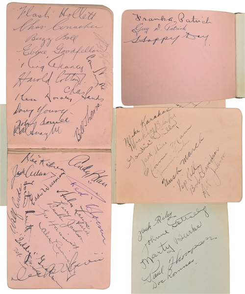 Circa 1937 "Original Six" Autograph Booklet with 40+ Players Signatures and 35+ Actors, Boxers, Baseball Players and Other Sport Stars with JSA LOA