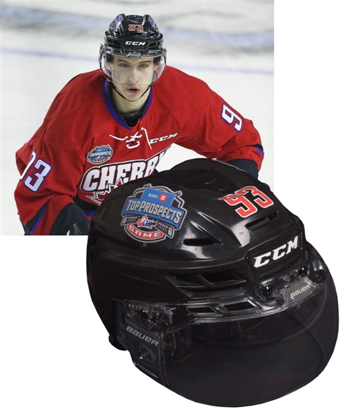 Mitch Marners 2015 CHL Top Prospects Game "Team Cherry" CCM Game-Worn Helmet with CHL LOA