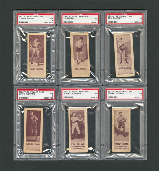 1923 Willards Chocolate V137 PSA-Graded Sepia Boxing Card Collection of 12 Including John L. Sullivan